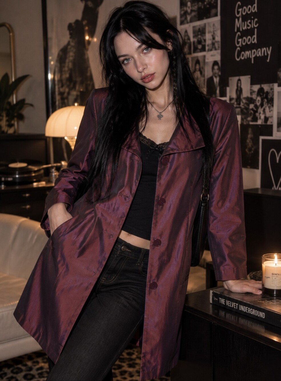 Worth New York Iridescent Taffeta Car Coat S Plum Burgundy Y2K Quiet Luxury CC